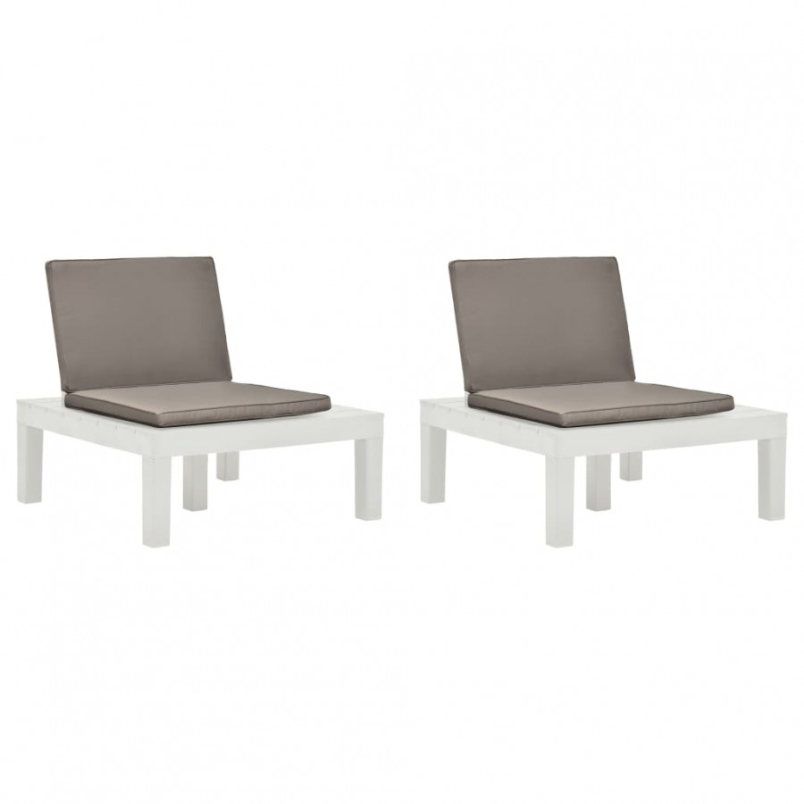 Chaises de salon de jardin et coussins 2 pcs Plastique Blanc