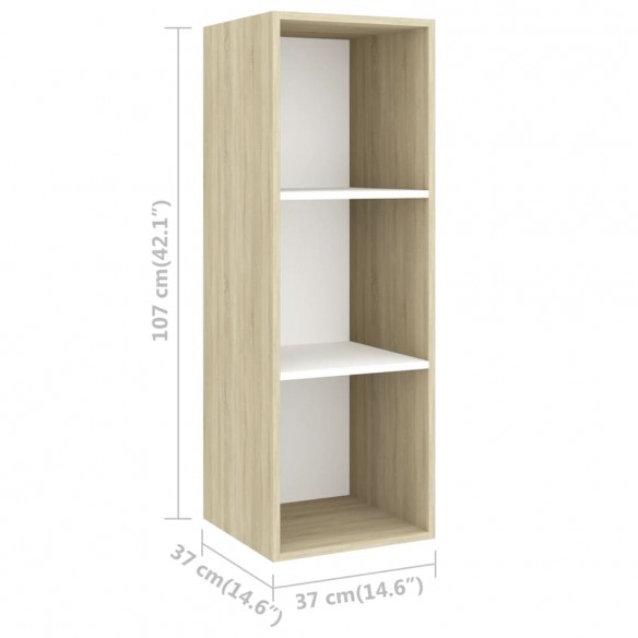 Ensemble meubles TV 4 pcs Blanc/chêne sonoma Bois d'ingénierie