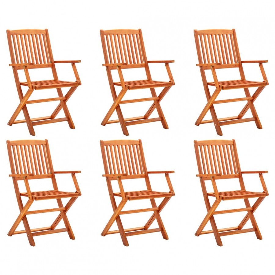 Chaises de jardin pliables 6 pcs Bois d'eucalyptus massif