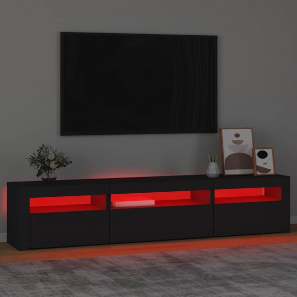 Meuble TV avec lumières LED Noir 195x35x40 cm