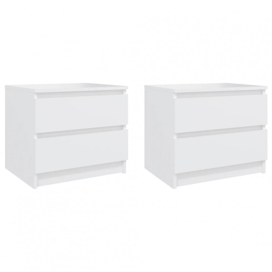 Tables de chevet 2 pcs Blanc 50x39x43,5 cm Aggloméré