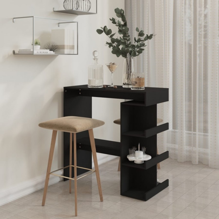 Table de bar étagère de rangement Noir 100x50x101,5 cm Table de bar étagère de rangement Noir 100x50x101,5 cm