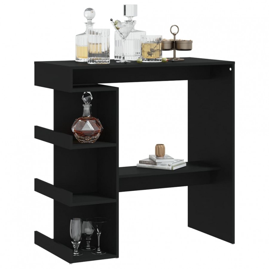 Table de bar étagère de rangement Noir 100x50x101,5 cm Table de bar étagère de rangement Noir 100x50x101,5 cm