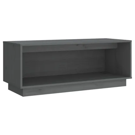 Meuble TV Gris 90x35x35 cm Bois de pin massif 2