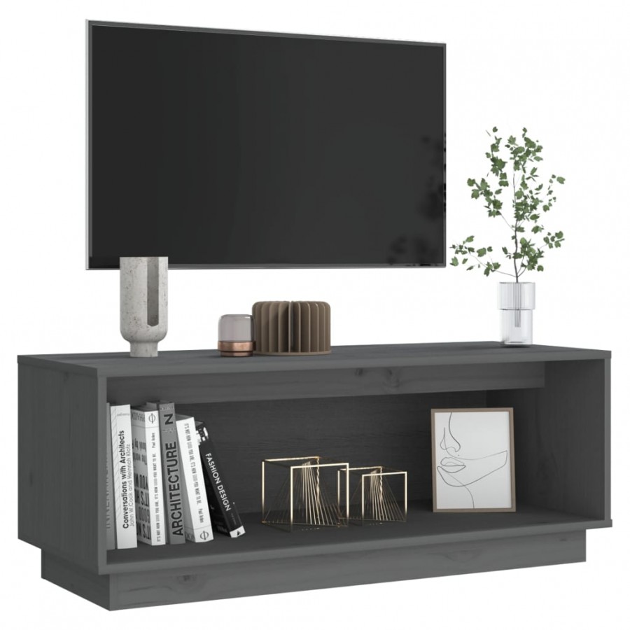 Meuble TV Gris 90x35x35 cm Bois de pin massif Meuble TV Gris 90x35x35 cm Bois de pin massif