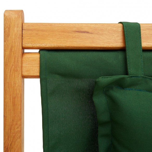 Chaise pliable de plage Bois d'eucalyptus solide et tissu Vert