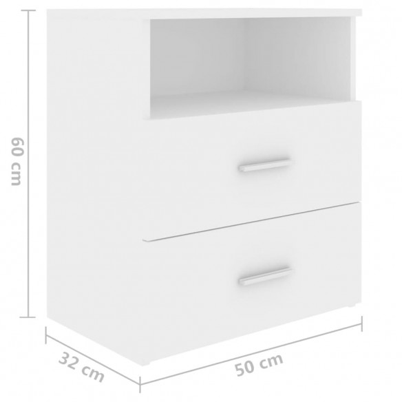 Table de chevet Blanc 50x32x60 cm