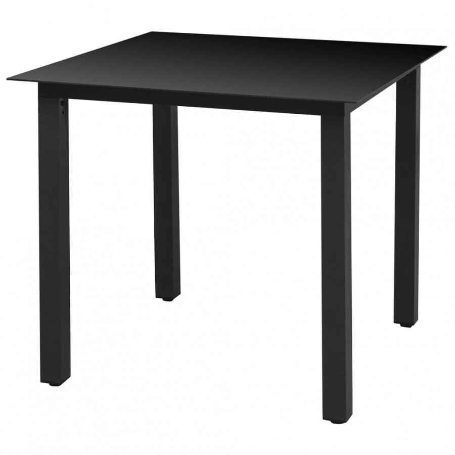 Table de jardin Noir 80 x 80 x 74 cm Aluminium et verre