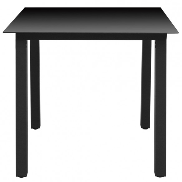 Table de jardin Noir 80 x 80 x 74 cm Aluminium et verre