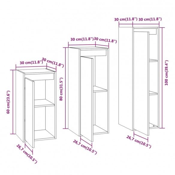 Meubles TV 3 pcs Blanc Bois massif de pin