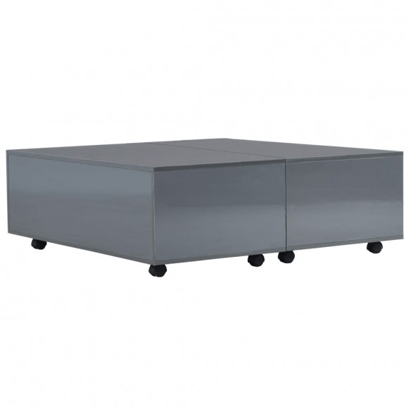 Table basse Gris brillant 100 x 100 x 35 cm