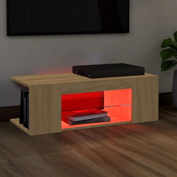 Meuble TV avec lumières LED chêne sonoma 90x39x30 cm