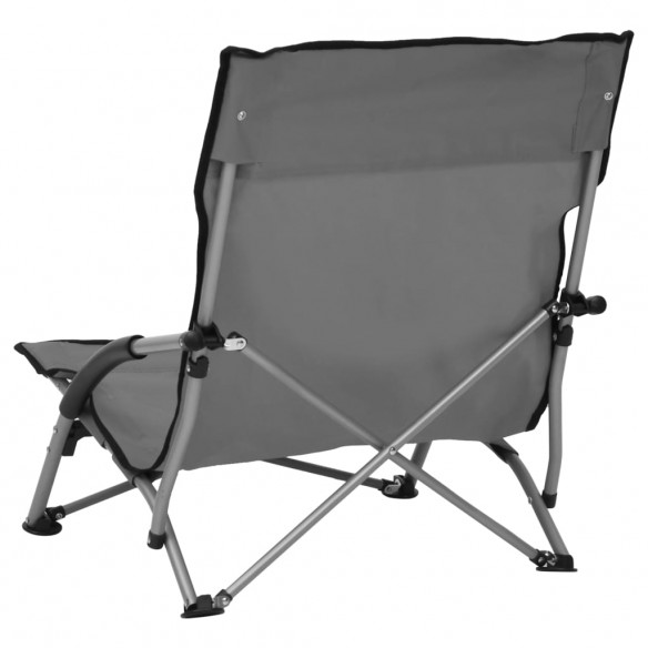 Chaises de plage pliables 2 pcs Gris Tissu