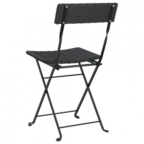 Chaises de bistrot pliantes 2 pcs Noir Résine tressée et acier