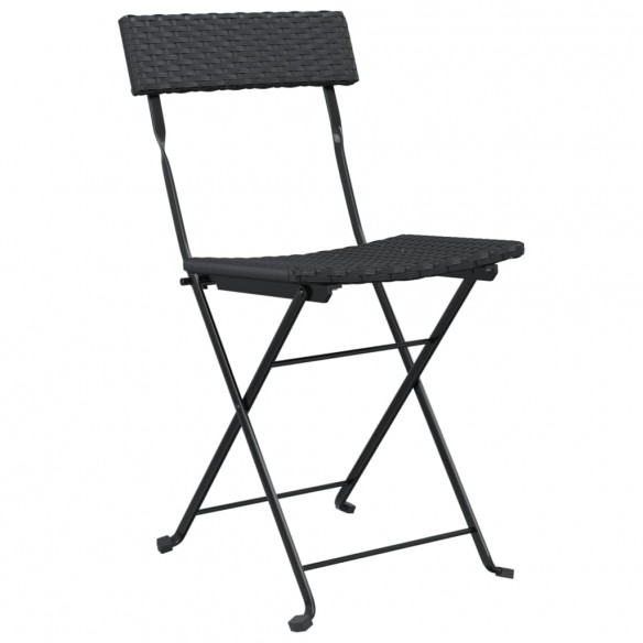 Chaises de bistrot pliantes 4 pcs Noir Résine tressée et acier