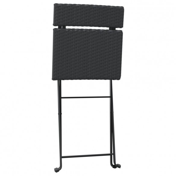 Chaises de bistrot pliantes 4 pcs Noir Résine tressée et acier