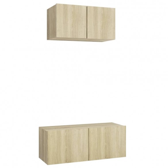 Ensemble de meuble TV 2 pcs Chêne sonoma Aggloméré