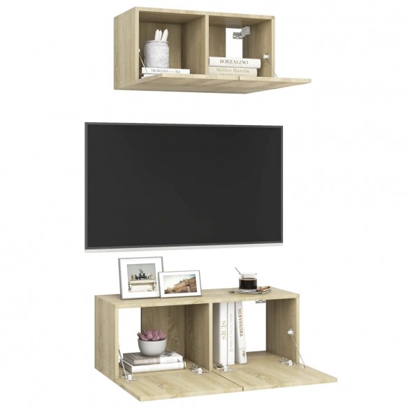 Ensemble de meuble TV 2 pcs Chêne sonoma Aggloméré