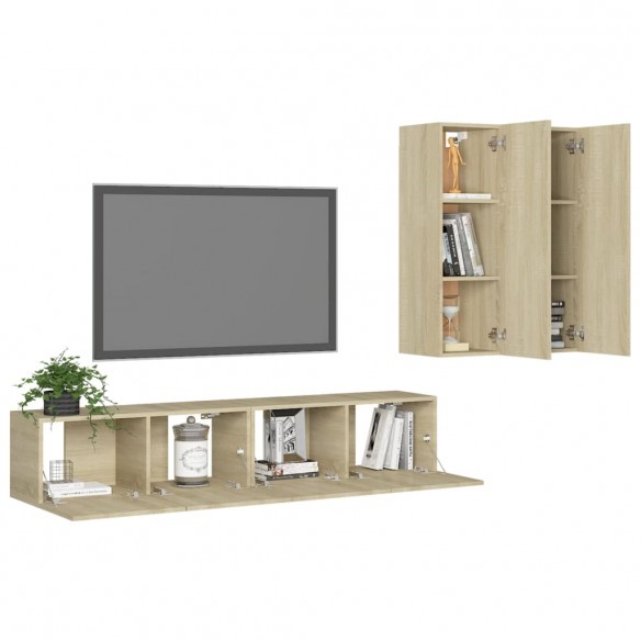 Ensemble de meubles TV 4 pcs Chêne sonoma Aggloméré