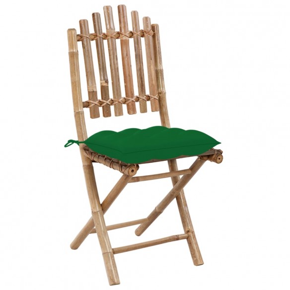 Chaises pliables de jardin 2 pcs avec coussins Bambou