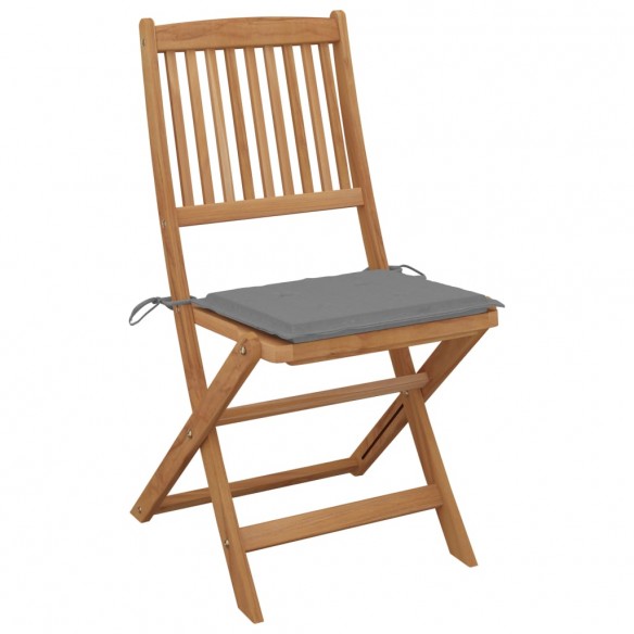 Chaises pliables de jardin 8 pcs avec coussins Bois d'acacia