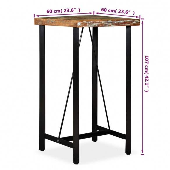 Table de bar Bois de récupération massif 60 x 60 x 107 cm