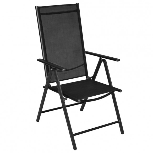 Chaises pliables de jardin 4 pcs Aluminium et textilène Noir