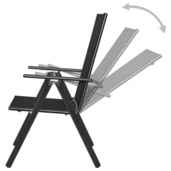 Chaises pliables de jardin 4 pcs Aluminium et textilène Noir