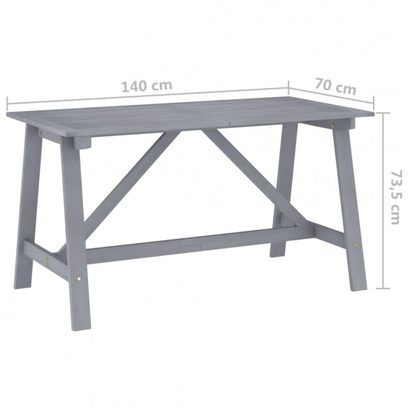 Table à dîner de jardin Gris 140x70x73,5cm Bois d'acacia massif