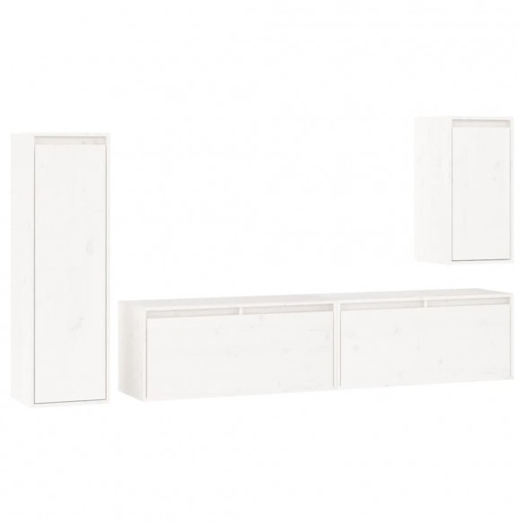 Meubles TV 4 pcs Blanc Bois massif de pin