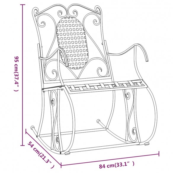 Banc à bascule 84 cm Noir Acier