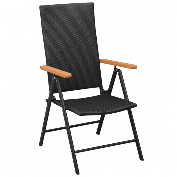 Chaises empilables de jardin 2 pcs Résine tressée Noir