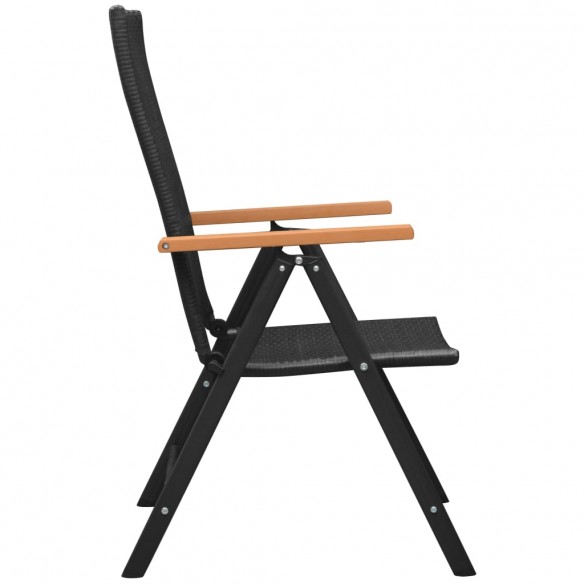 Chaises empilables de jardin 2 pcs Résine tressée Noir