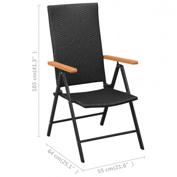 Chaises empilables de jardin 2 pcs Résine tressée Noir