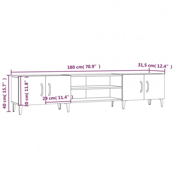 Meubles TV chêne sonoma 180x31,5x40 cm bois d'ingénierie