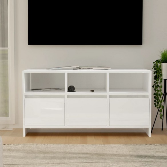 Meuble TV Blanc brillant 102x37,5x52,5 cm Aggloméré