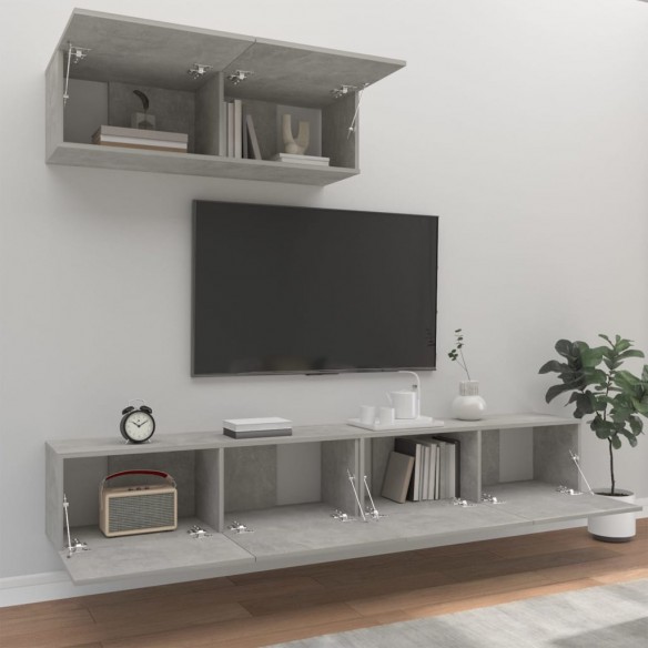 Ensemble de meubles TV 3 pcs Gris béton Bois d'ingénierie