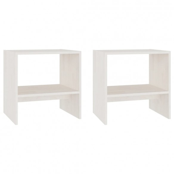 Tables de chevet 2 pcs Blanc 40x30,5x40 cm Bois de pin massif