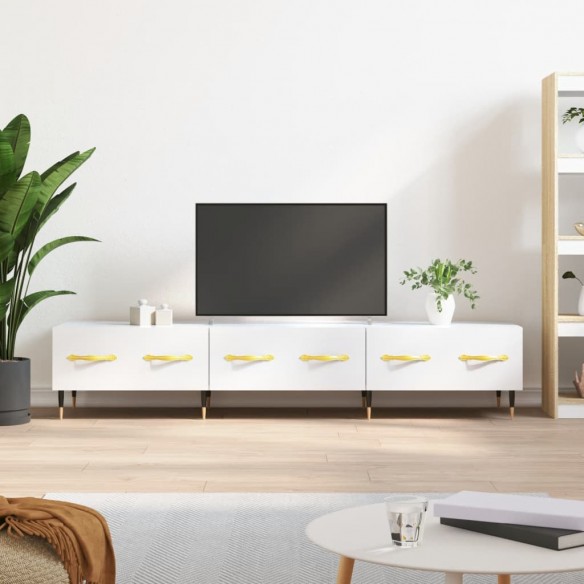 Meuble TV blanc brillant 150x36x30 cm bois d'ingénierie