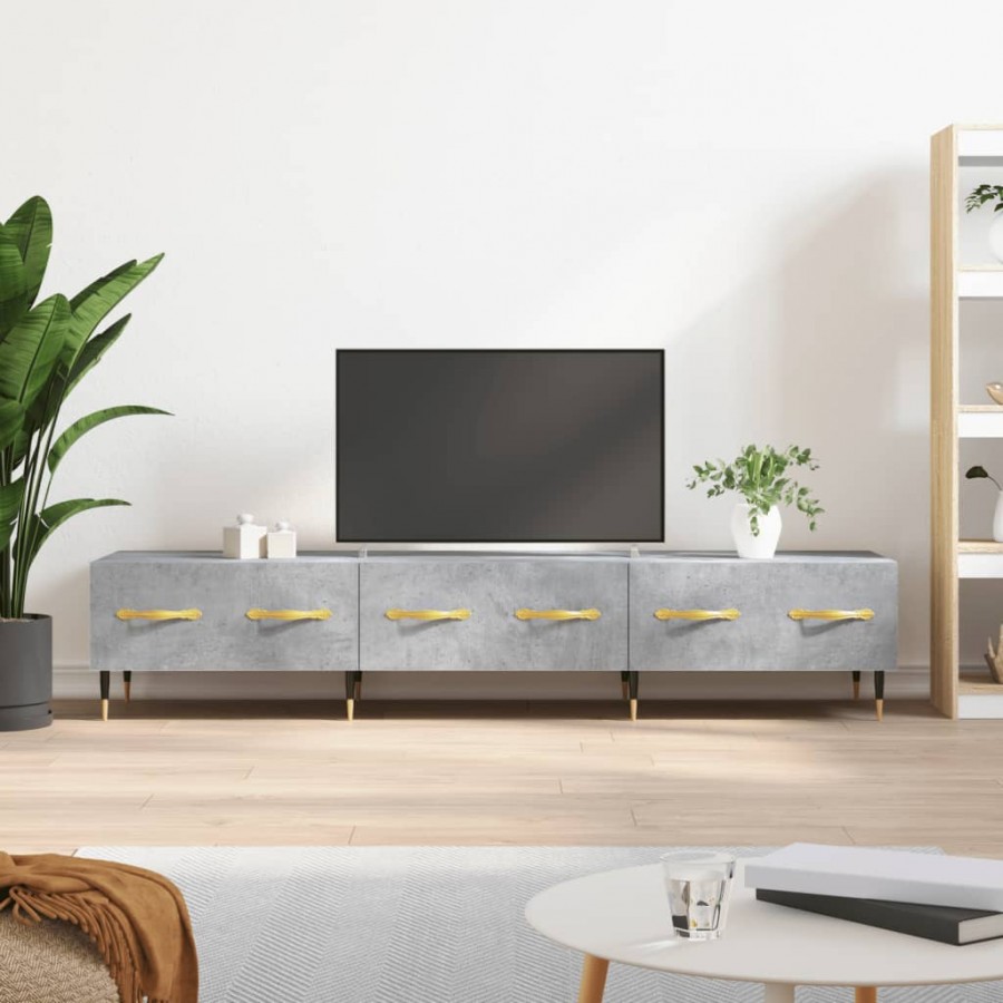 Meuble TV gris béton 150x36x30 cm bois d'ingénierie