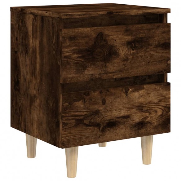 Table de chevet avec pieds en bois Chêne fumé 40x35x50 cm
