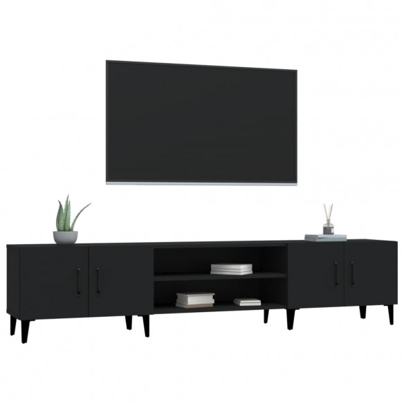 Meuble TV noir 180x31,5x40 cm bois d'ingénierie