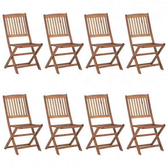 Chaises pliables de jardin 8 pcs avec coussins Bois d'acacia