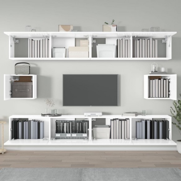 Ensemble de meubles TV 6 pcs Blanc brillant Bois d'ingénierie