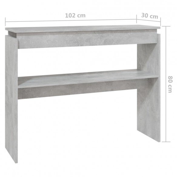 Table console Gris béton 102x30x80 cm Aggloméré