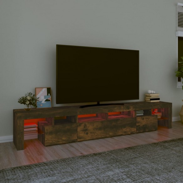Meuble TV avec lumières LED Chêne fumé 230x36,5x40 cm