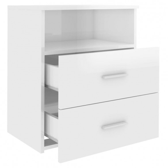 Tables de chevet 2 pcs Blanc brillant 50x32x60 cm