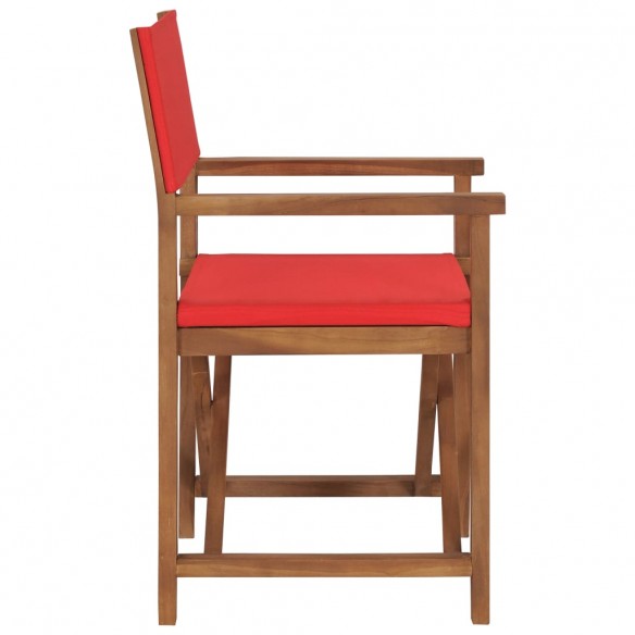 Chaise de metteur en scène Bois de teck solide Rouge