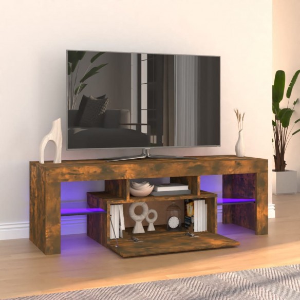 Meuble TV avec lumières LED chêne fumé 120x35x40 cm