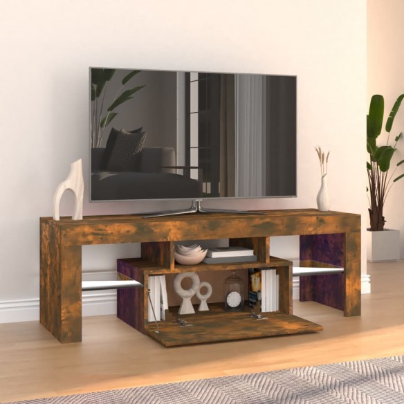 Meuble TV avec lumières LED chêne fumé 120x35x40 cm